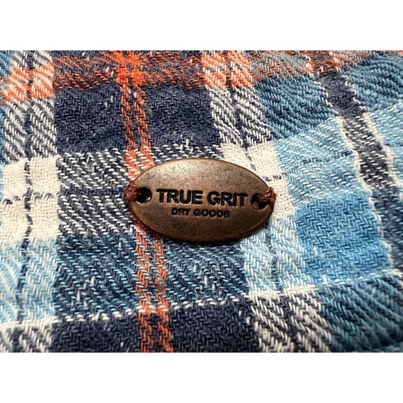 True Grit Button Up Shirt Mens Large Blue Red Plaid Flannel Long Sleeve Western - Picture 3 of 15